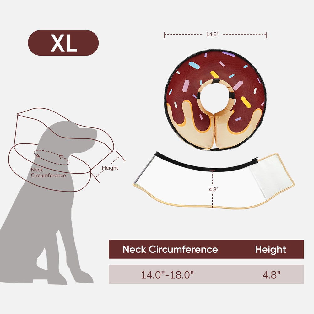 Supet inflatable dog cone shown from a side angle.