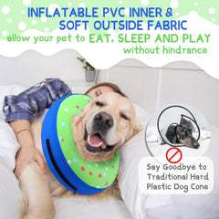 Supet inflatable dog cone shown from a side angle.