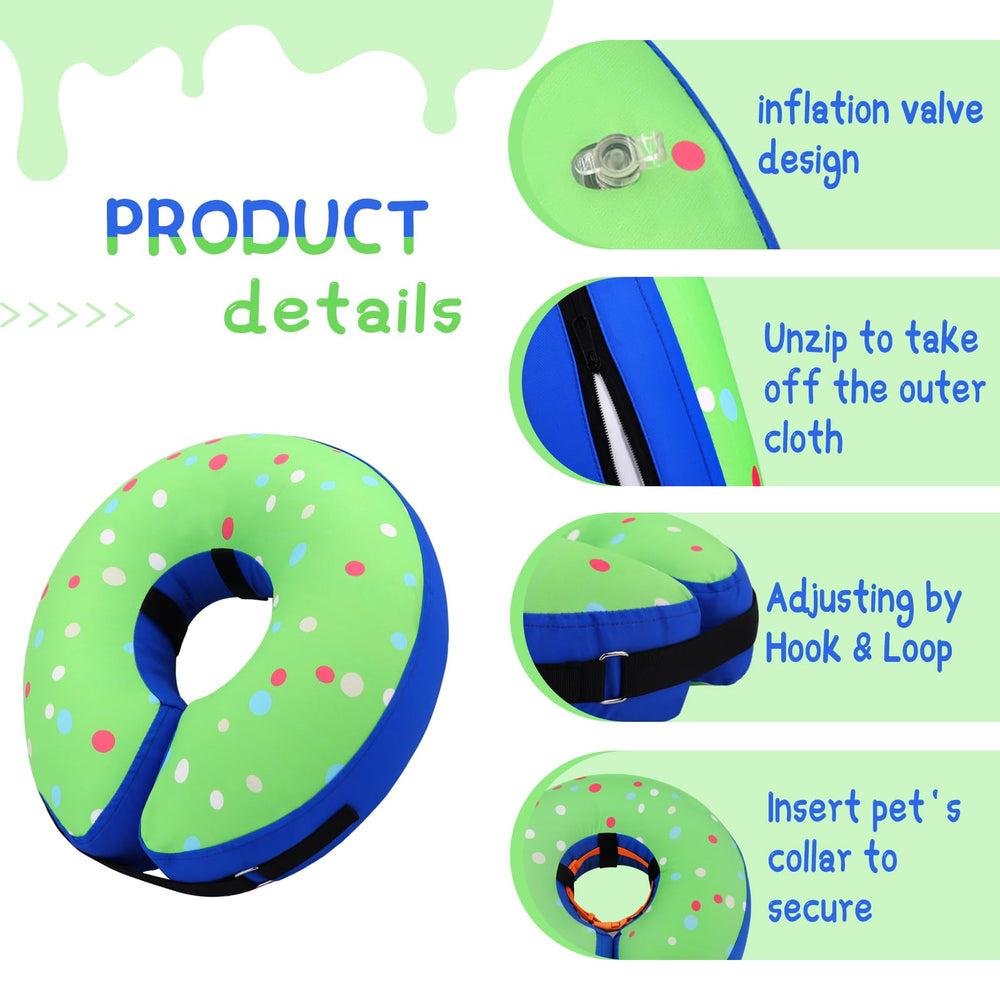Supet inflatable dog cone showing the zipper on its removable outer cover.