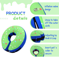 Supet inflatable dog cone showing the zipper on its removable outer cover.