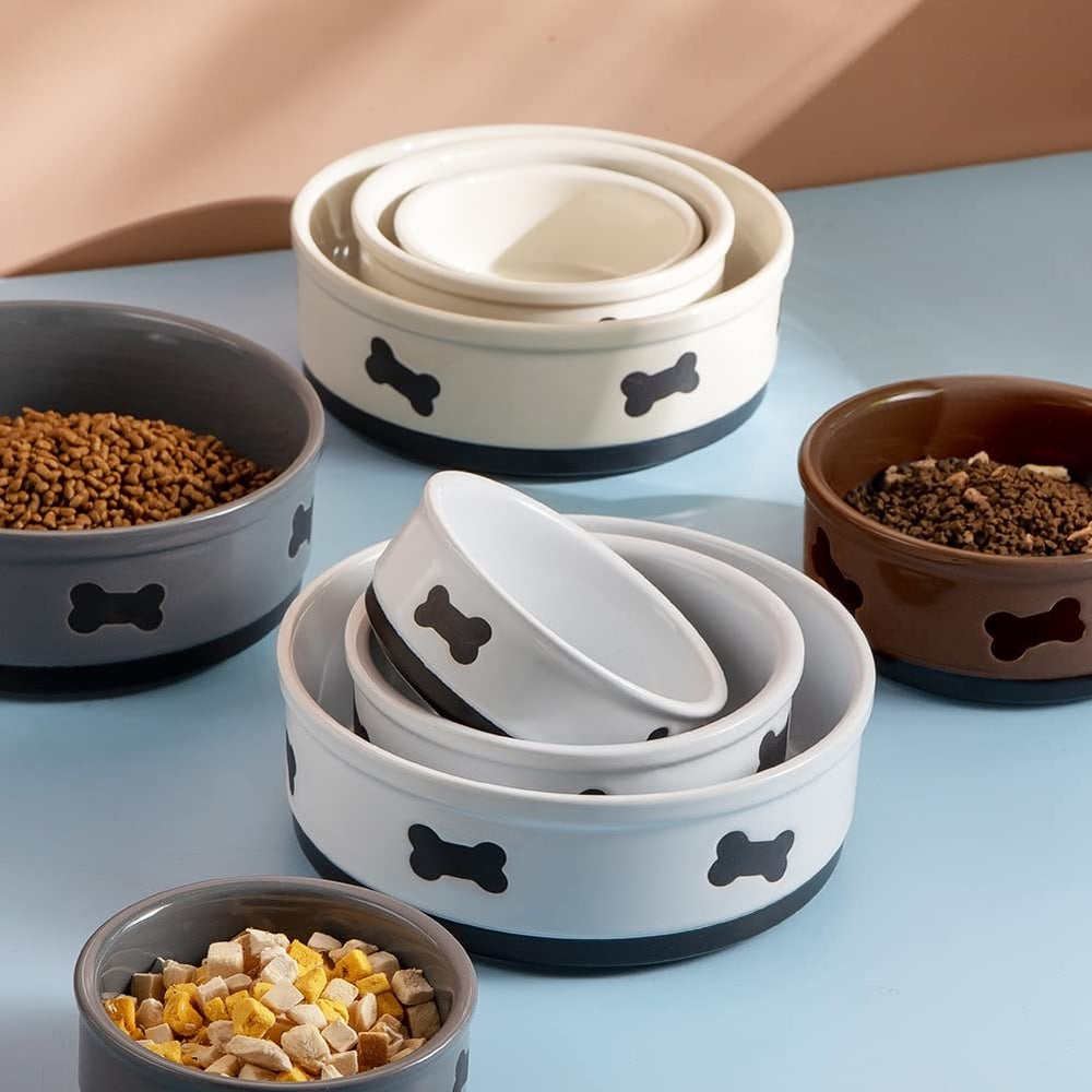 Sweejar Home ceramic dog bowl close-up showing its smooth interior surface.