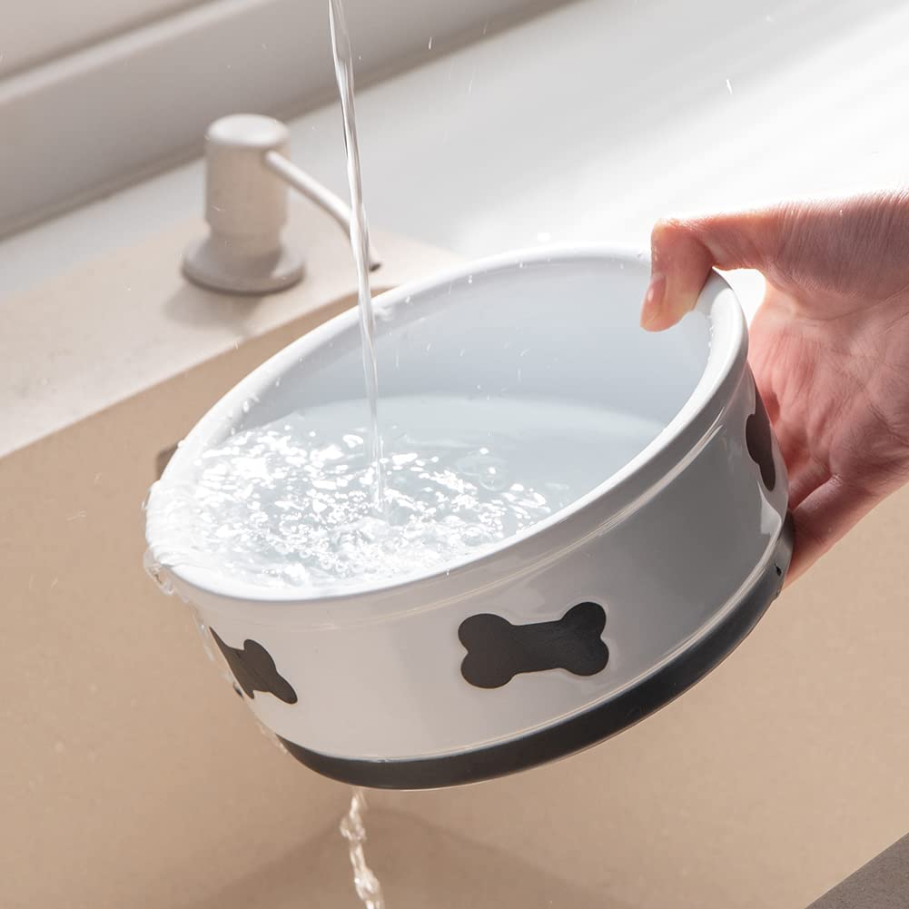 Sweejar Home ceramic dog bowl shown being used for water.