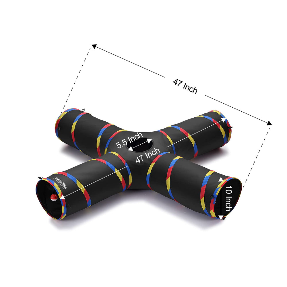 SweetBin cat tunnel showing its four-way layout for cats to explore.