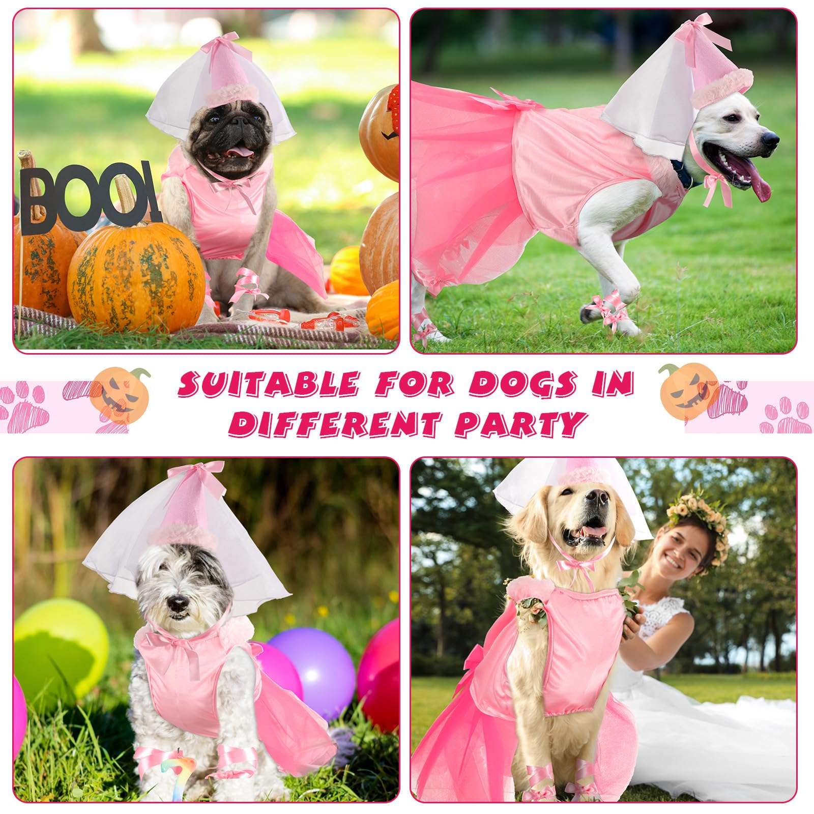 Sweetude dog princess costume shown from a different angle to display the outfit.