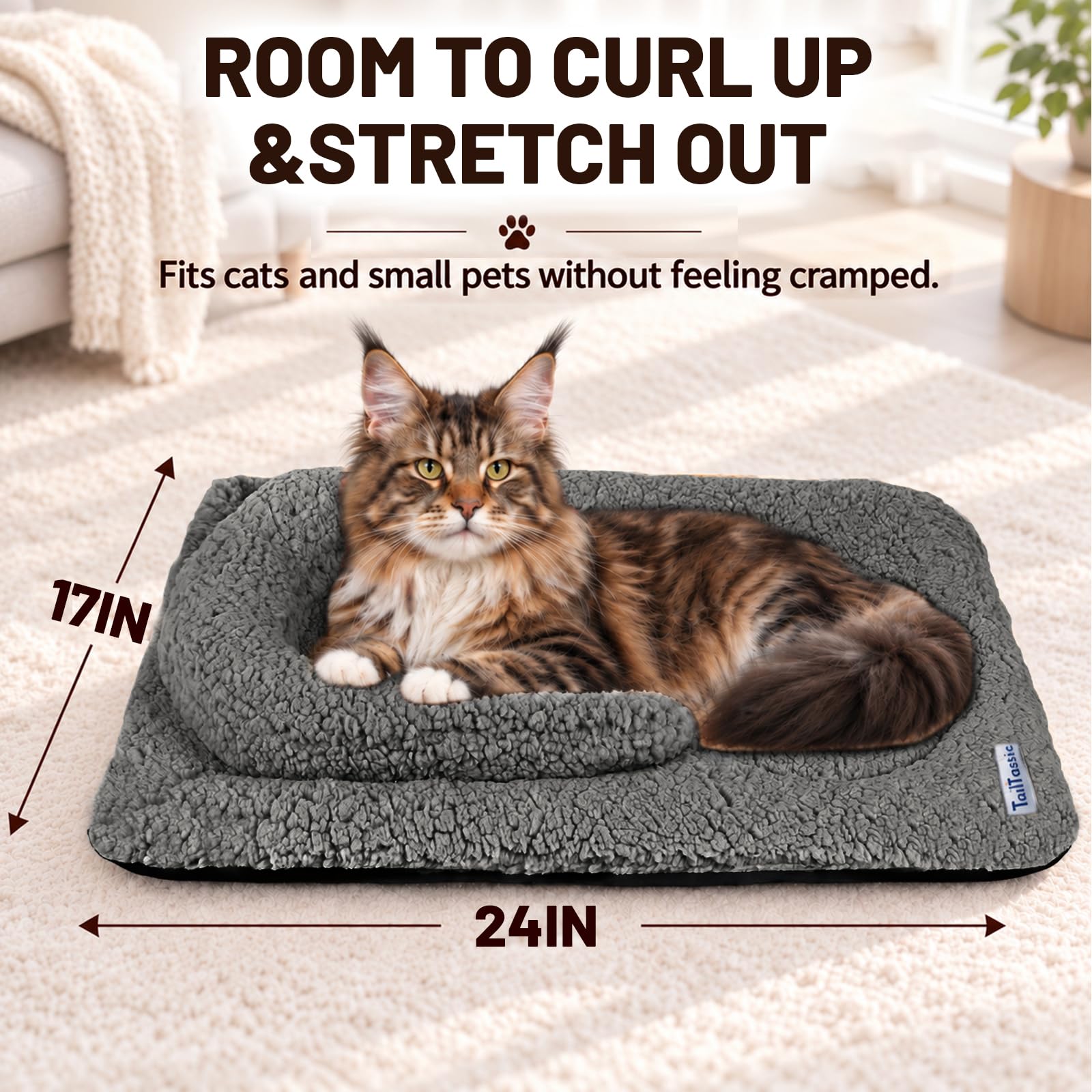 Illustration of the heat-reflective layer inside the TailTastic self-warming cat bed.