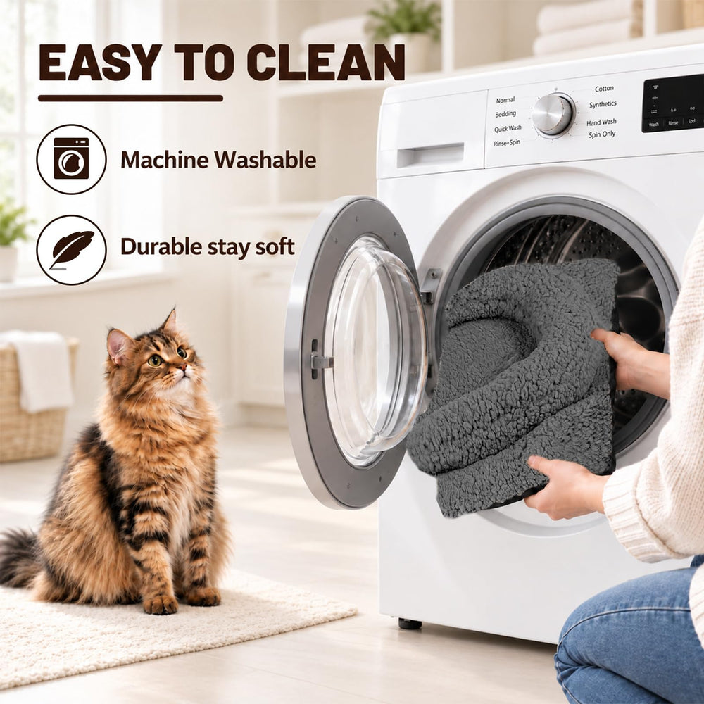 Care instructions for washing the TailTastic self-warming cat bed.