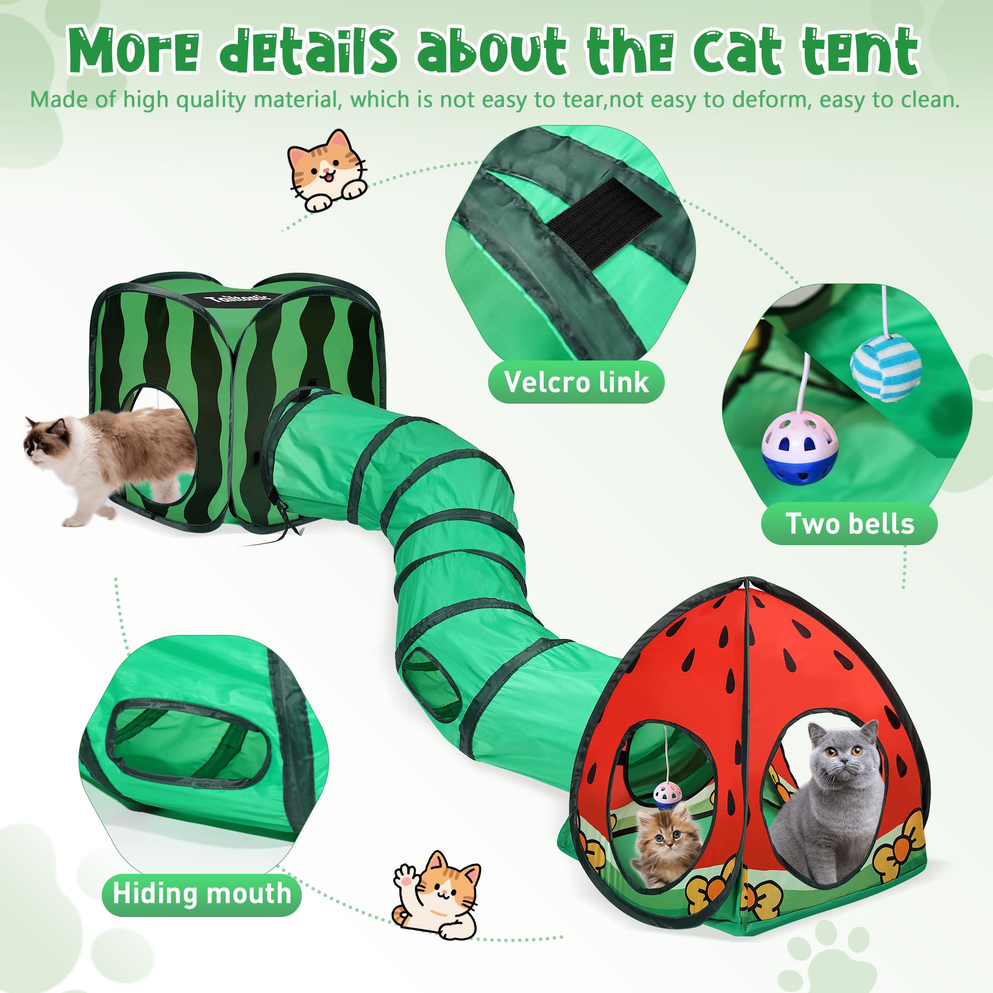 TailTastic cat tunnel with two dangling balls for interactive play.