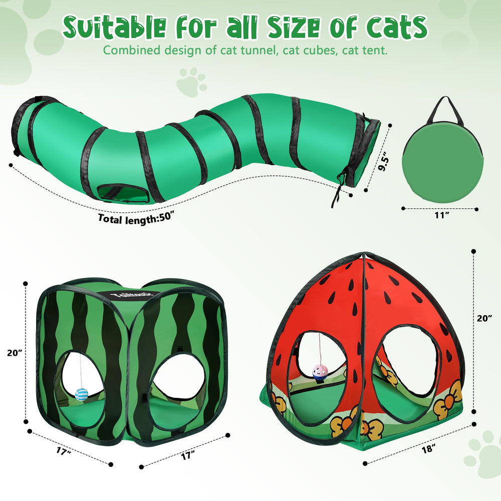 TailTastic cat tunnel arranged in an S-shaped connected play layout.
