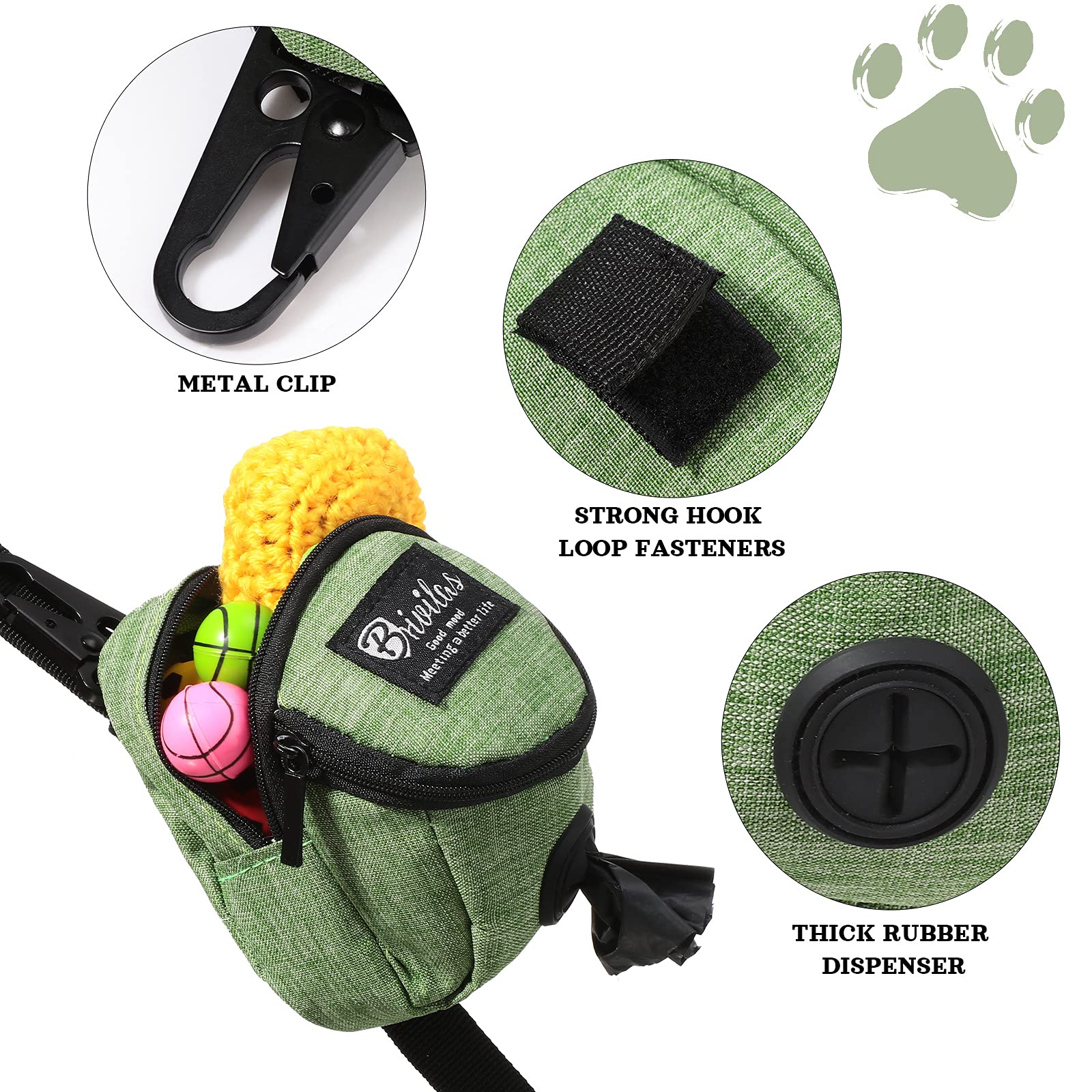 Talltalk dog treat pouch close-up showing its flax outer material.