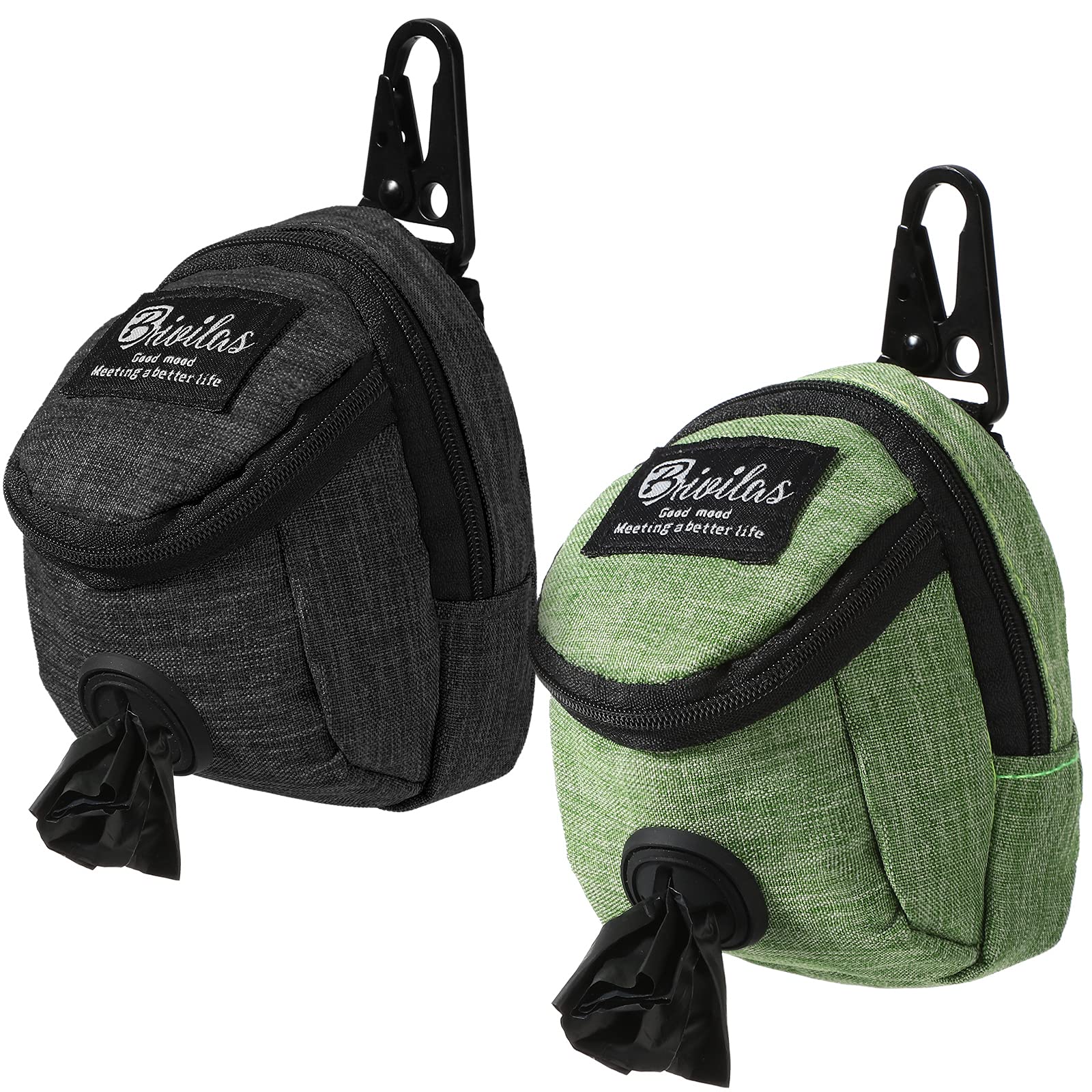 Talltalk dog treat pouch holder in green, shown from the front.
