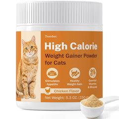 Teardux cat calorie powder shown from the front.