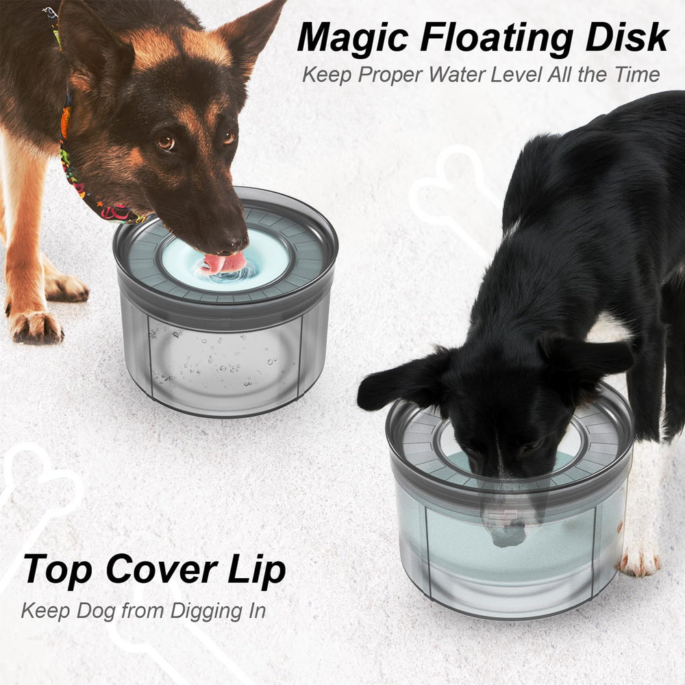 Techphardo dog water bowl close-up showing its transparent floating disk.