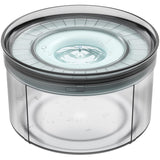 Techphardo dog water bowl shown from the front with its cover and floating disk.
