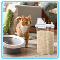 Teenyyou cat litter storage container showing its carry handle.