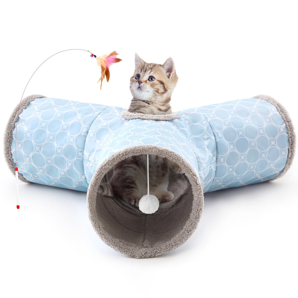 Tempcore Cat Tunnel shown from the front in Geometry Blue.