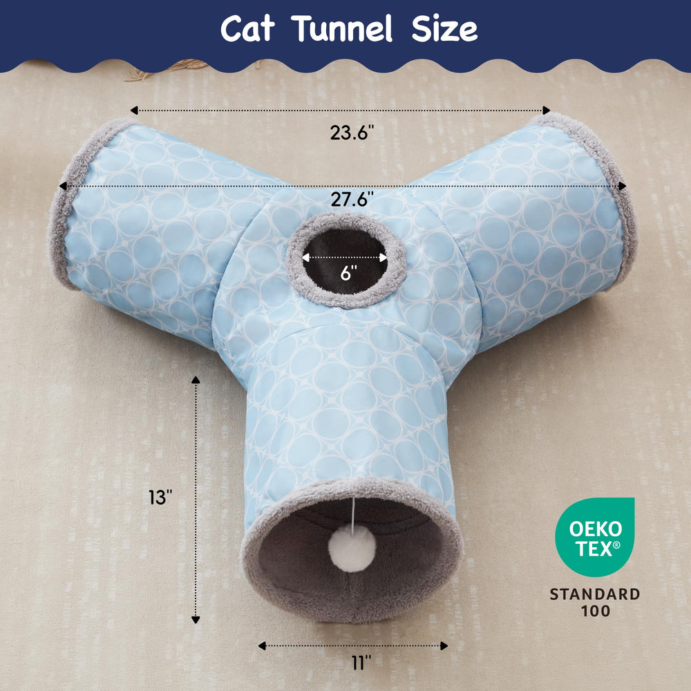 Tempcore Cat Tunnel viewed from above to show its three-way layout.