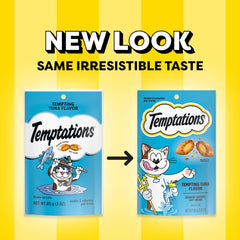 Temptations Classic cat treats shown as a 12-pack of 3 oz pouches.