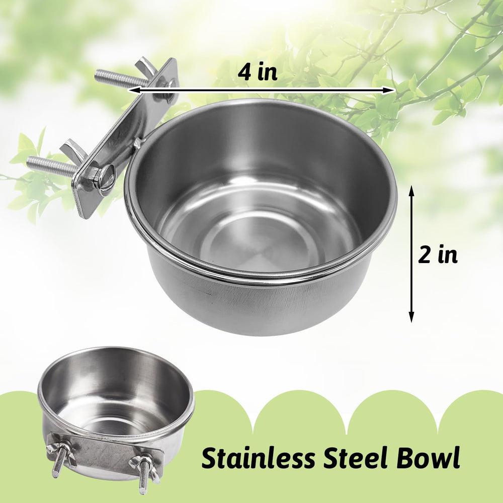 Tfwadmx bird bowl cover shown alongside a stainless steel dish.