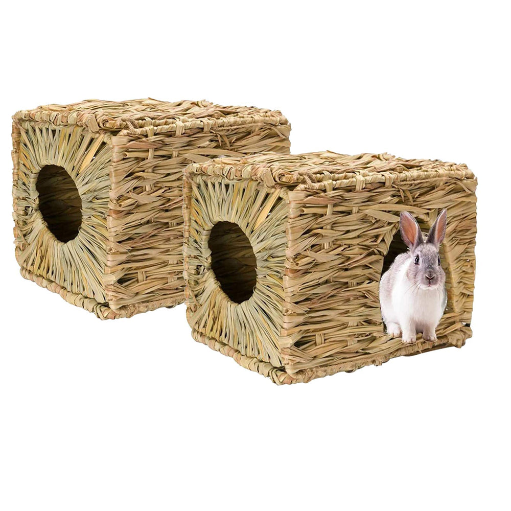 Tfwadmx Rabbit Grass House shown from the front as a woven seagrass hideaway.