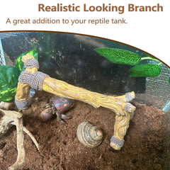 Tfwadmx reptile climbing branch pictured with the two included leaf decorations.