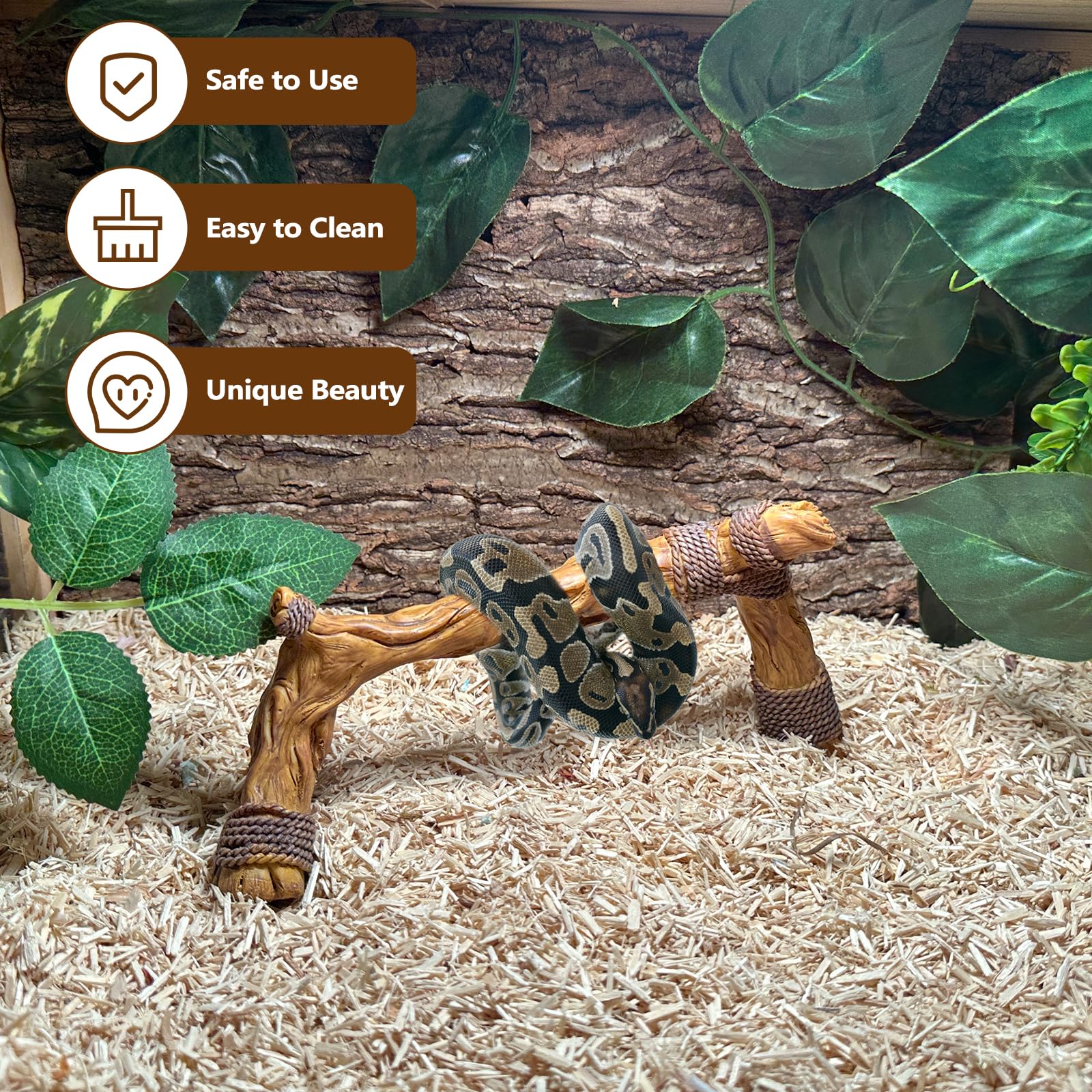 Tfwadmx reptile climbing branch displayed as decor inside a terrarium.