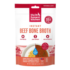 The Honest Kitchen beef bone broth powder shown from the front.