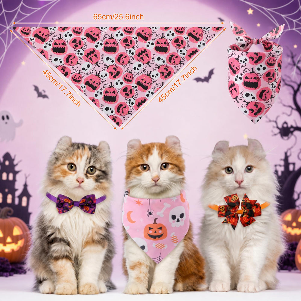 Thinkday Halloween dog bandana close-up showing its festive print.