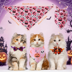 Thinkday Halloween dog bandana close-up showing its festive print.