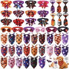 Thinkday Halloween dog bandana and collar set shown from the front.