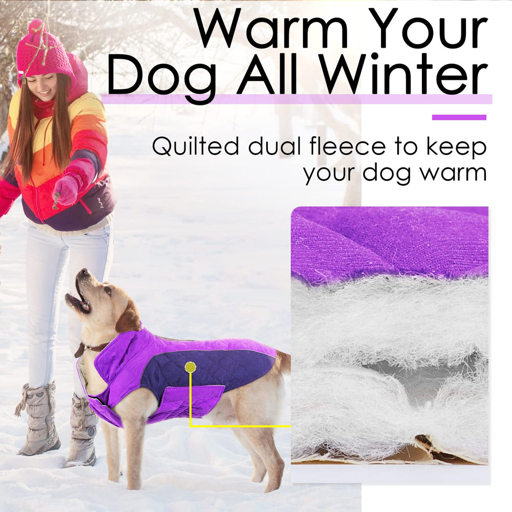 ThinkPet dog coat shown on its windproof, water-repellent polyester side.