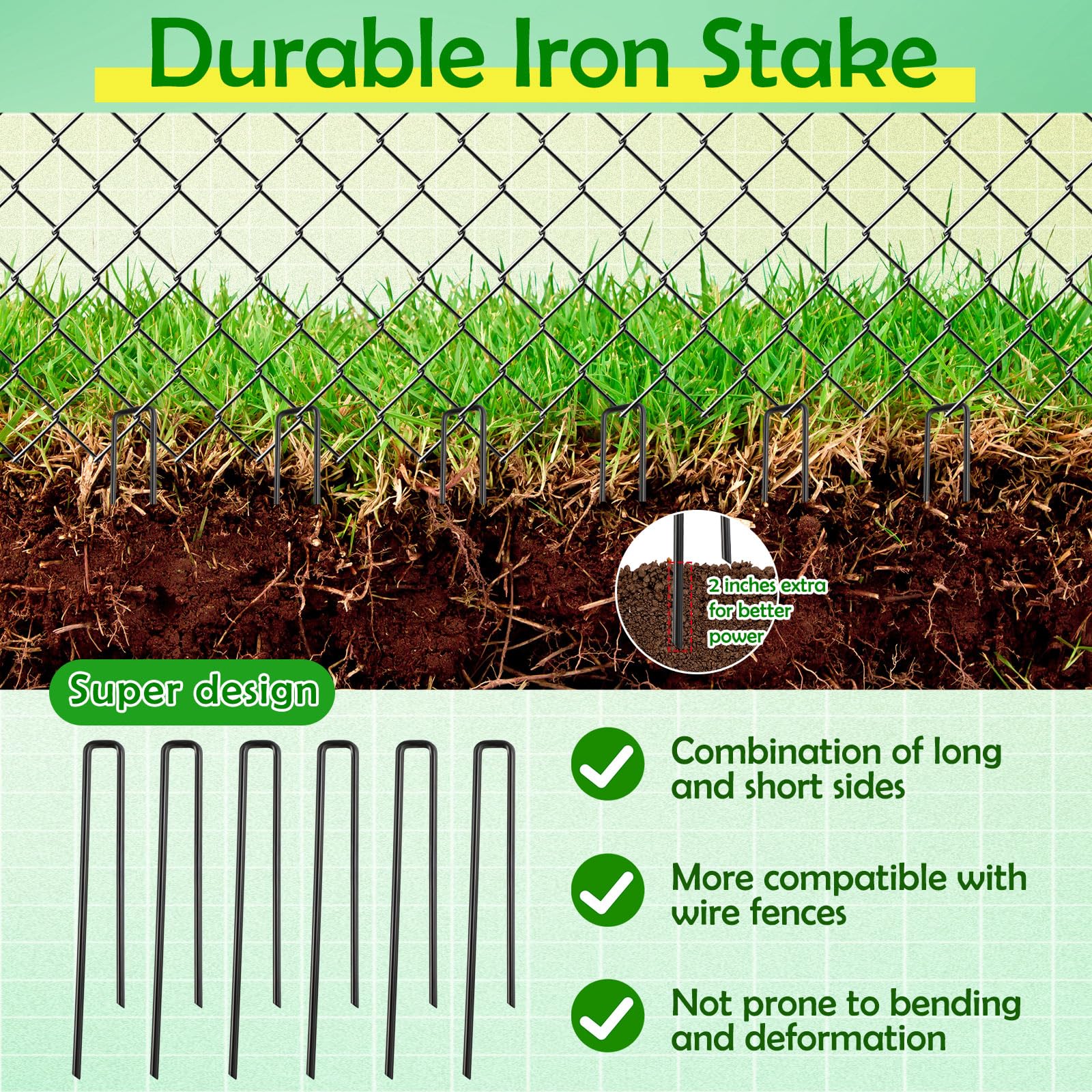 Threehoney U-shaped ground stake shown from a profile angle.