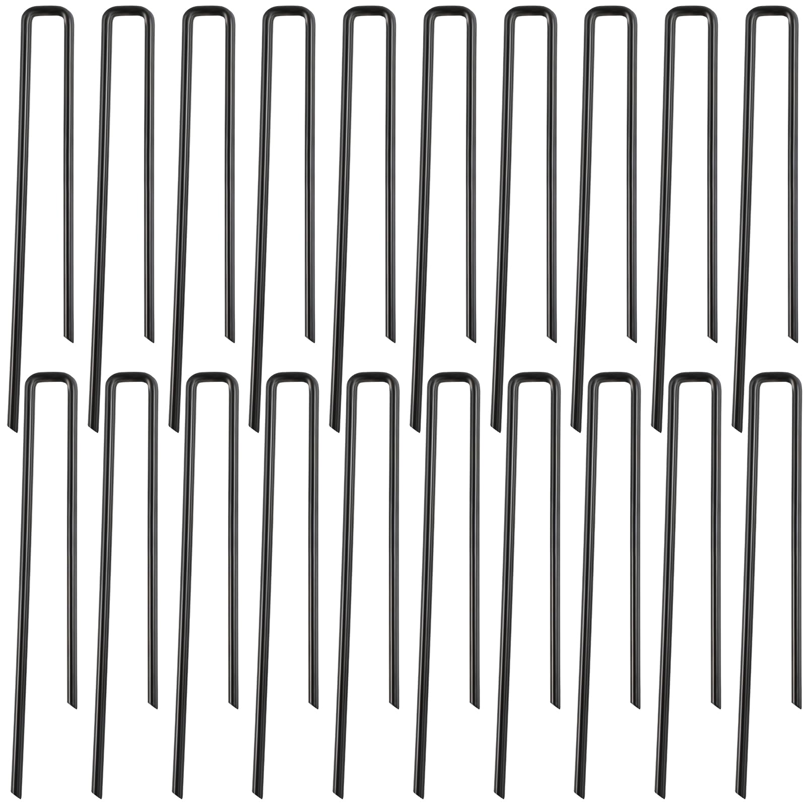 Threehoney U-shaped ground stakes shown as a 20-piece pack.