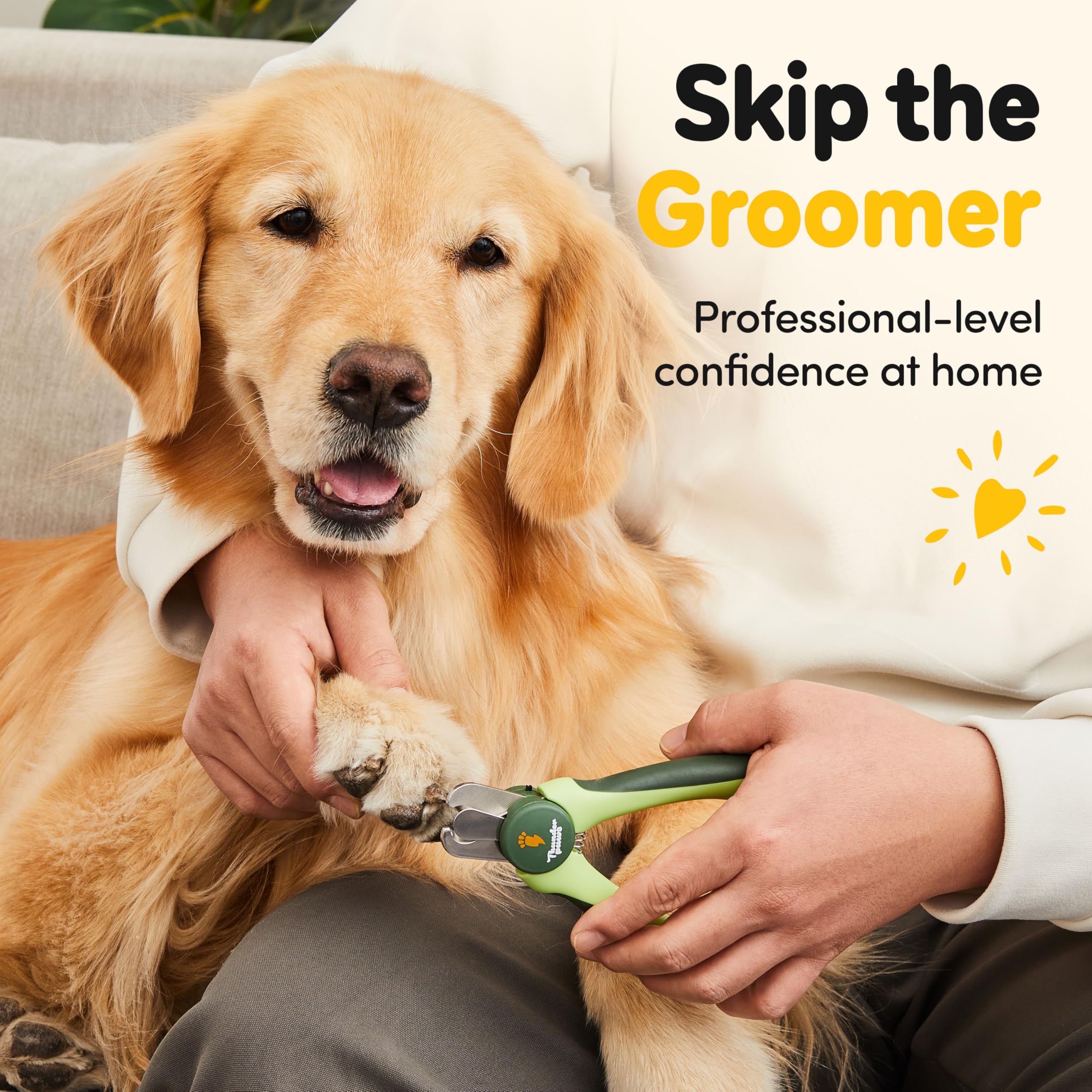 Thunderpaws dog nail clippers with the nail file stored in the handle.
