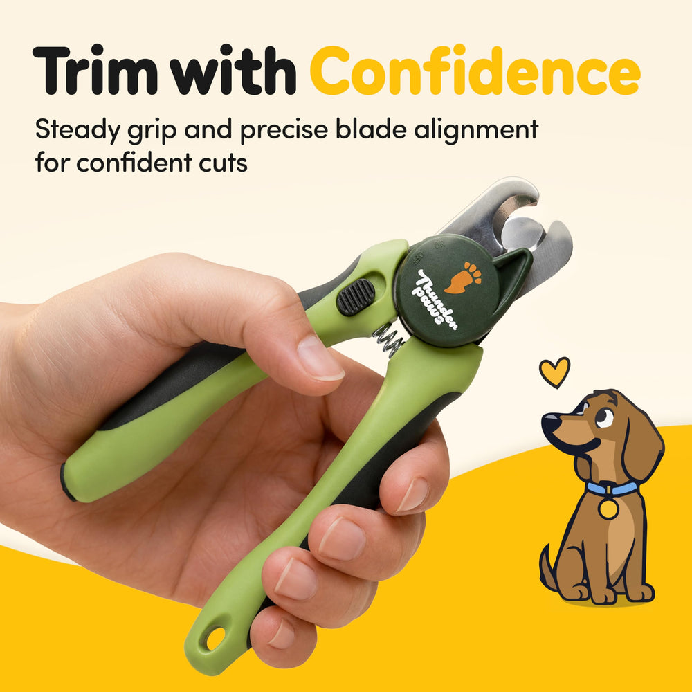 Thunderpaws dog nail clippers detail showing the protective nail guard.