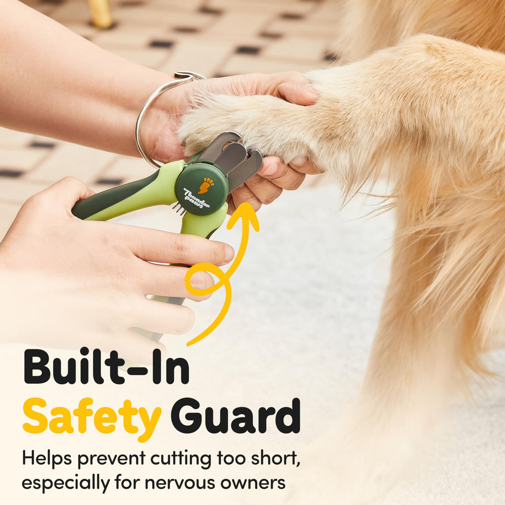 Thunderpaws dog nail clippers detail showing the safety lock.