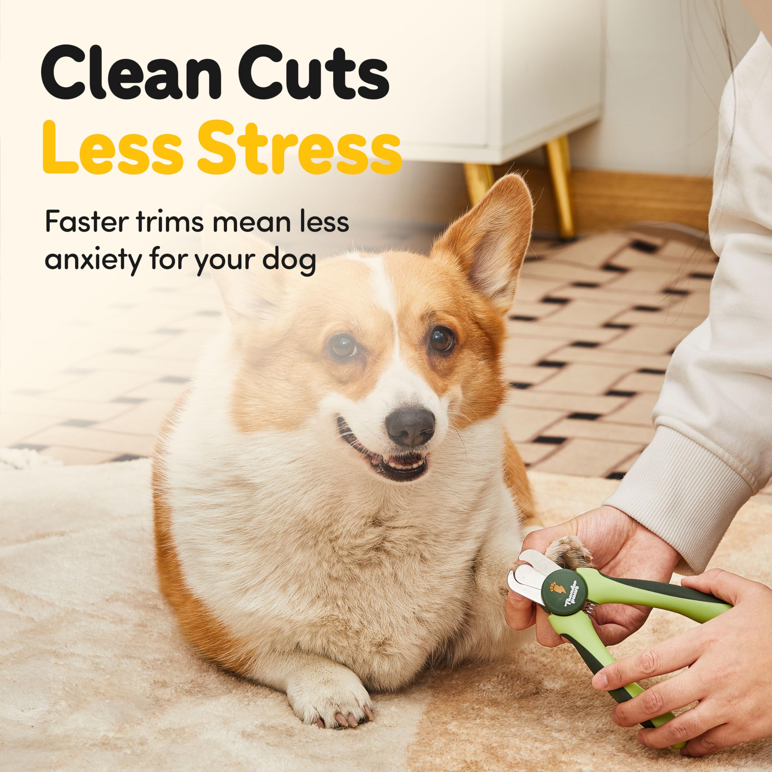 Thunderpaws dog nail clippers close-up showing the stainless steel blades.