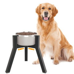 TIDANT dog bowl stand shown from the front in black.