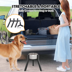 TIDANT dog bowl stand shown from the side with its raised single holder.