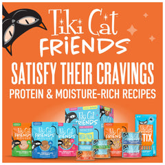 Tiki Cat Friends wet cat food ingredient information on the label.