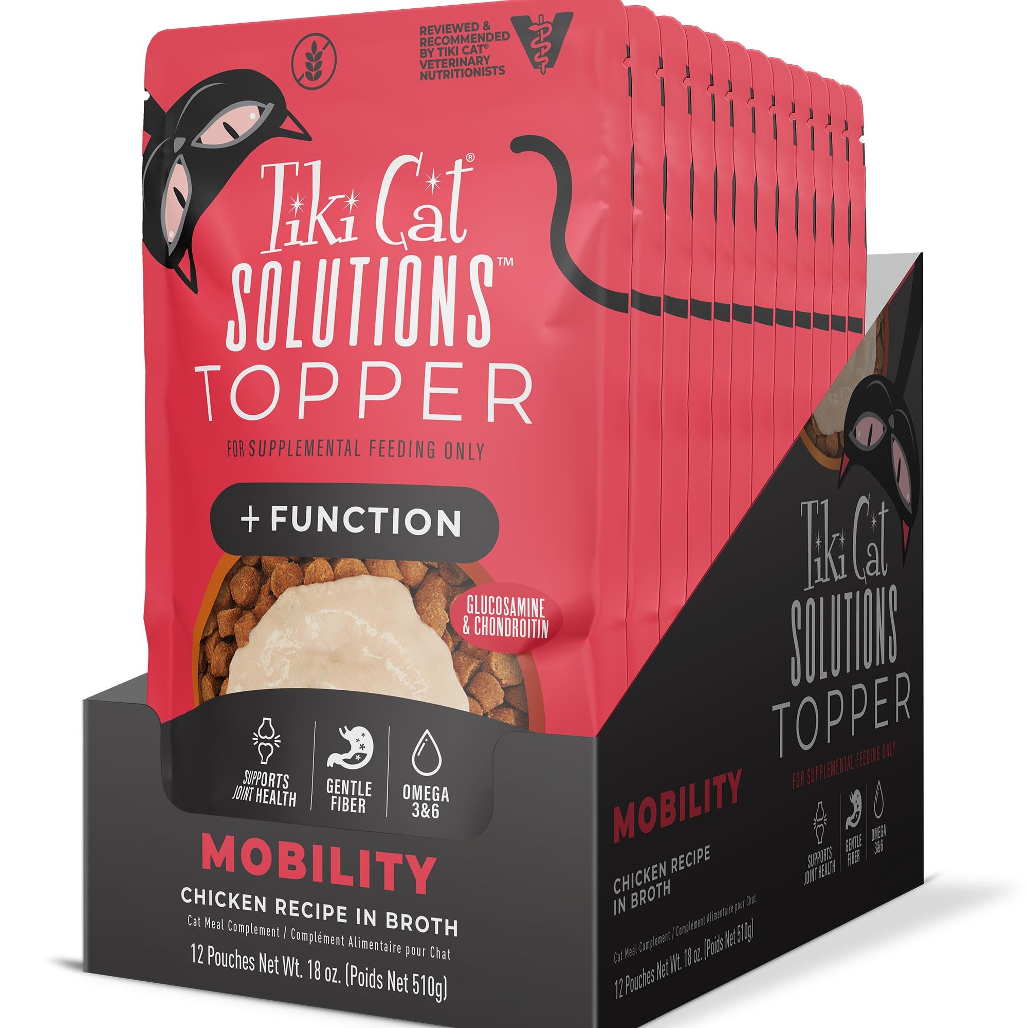 Tiki Cat Solutions Mobility Topper featuring its chicken recipe.