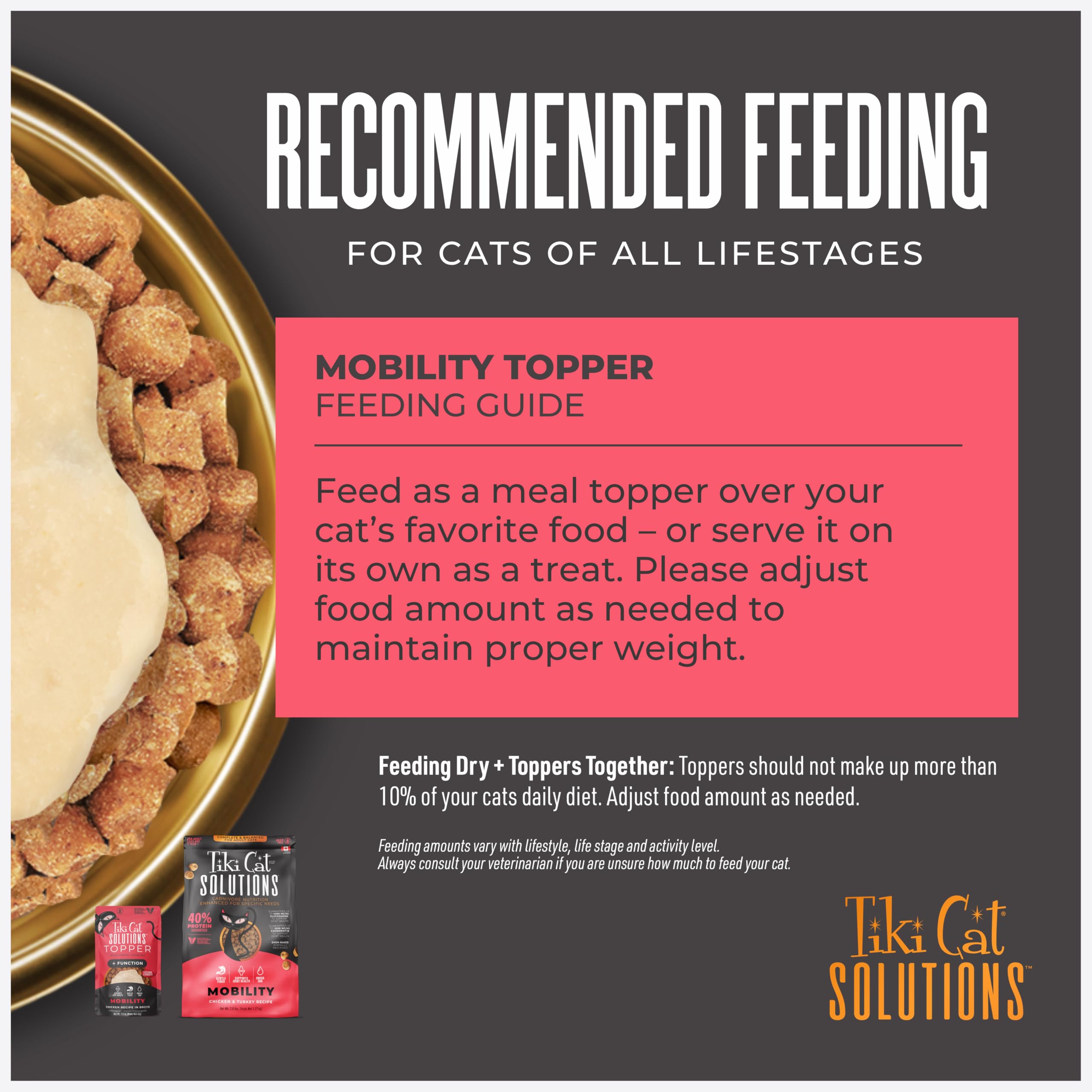 Tiki Cat Solutions Mobility Topper with its grain-free recipe attribute.