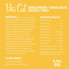 TIKI PETS Tiki Cat dry cat food shown for an indoor cat.