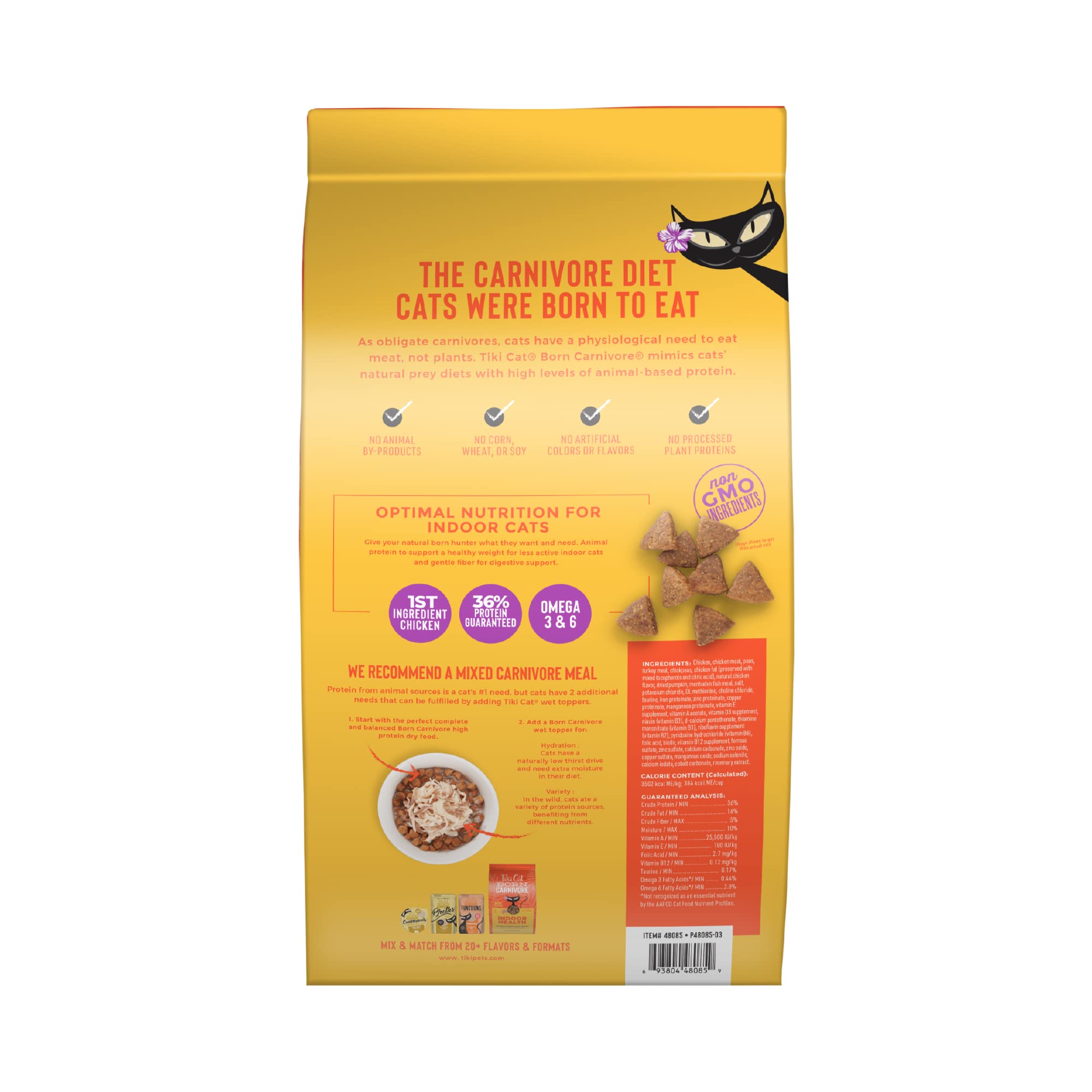 TIKI PETS Tiki Cat dry cat food kibble shown in a close-up.