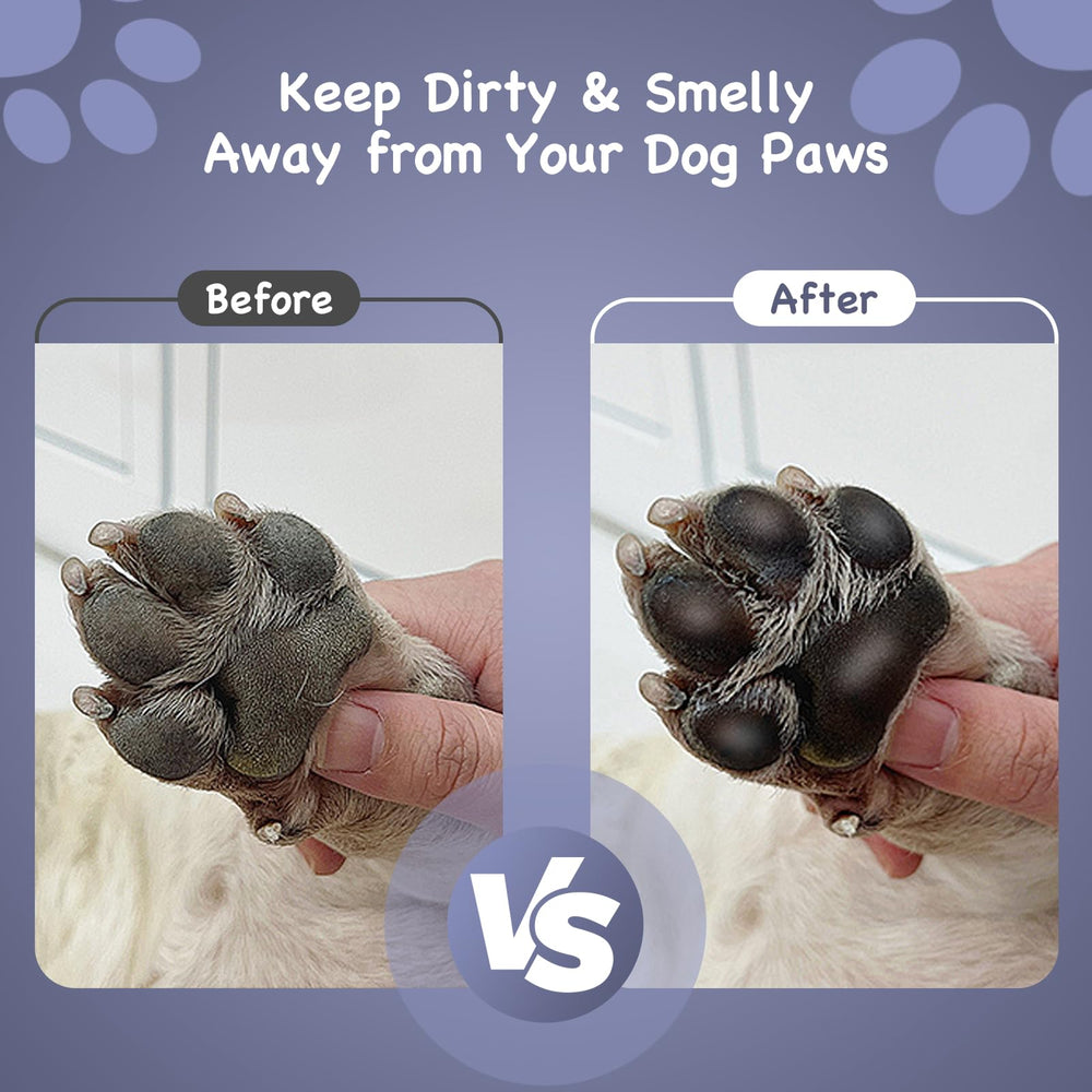 Tinioey Paw Cleaner with Handle cleaning mud from a dog's paw.