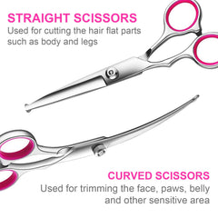 TINMARDA dog grooming kit thinning shears shown for blending and delicate facial grooming.
