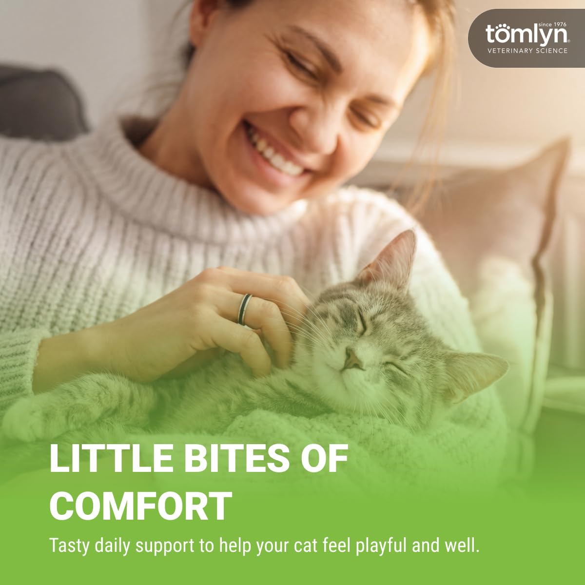 TOMLYN L-Lysine cat chews shown from an alternate package angle.