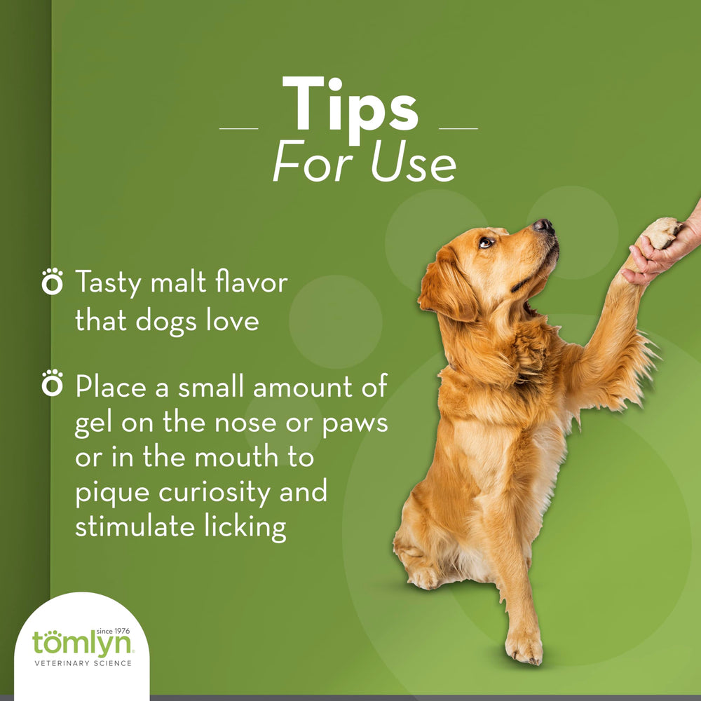 TOMLYN Nutri-Cal dog gel packaging highlighting its malt flavor.