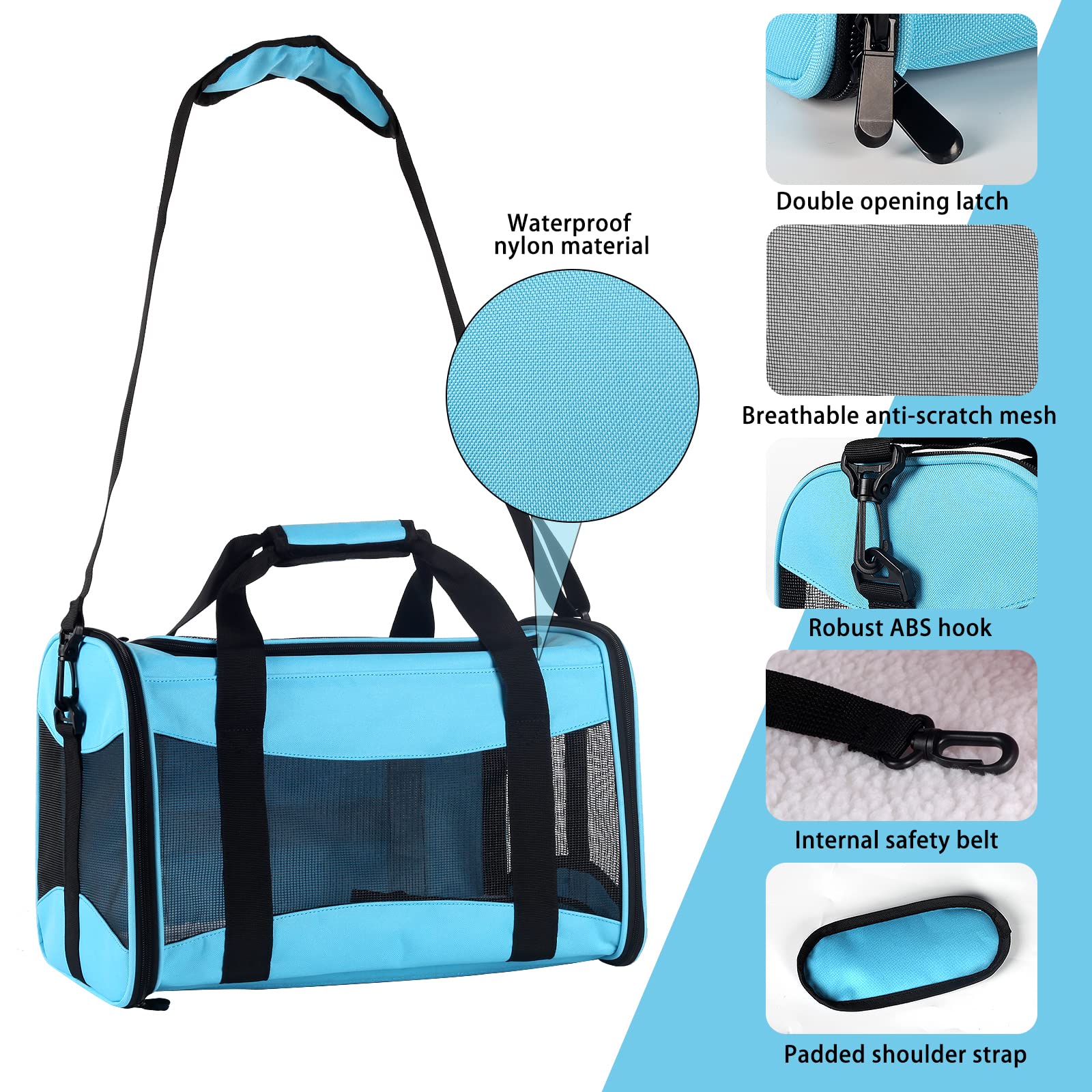 Top tasta Cat Carrying Case showing the top and side zipper entrances.