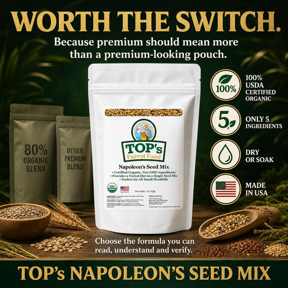 TOP's Napoleon's seed mix package showing its soaking directions.