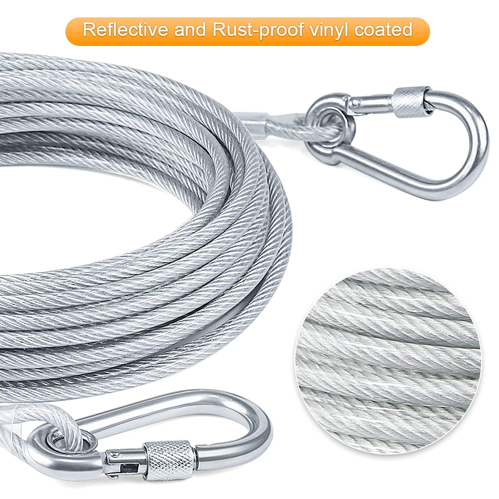 Tresbro dog tie-out cable showing its reflective feature.